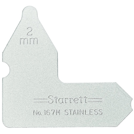 Starrett Radius Gage, 1, Angle, 2 mm 167M-2